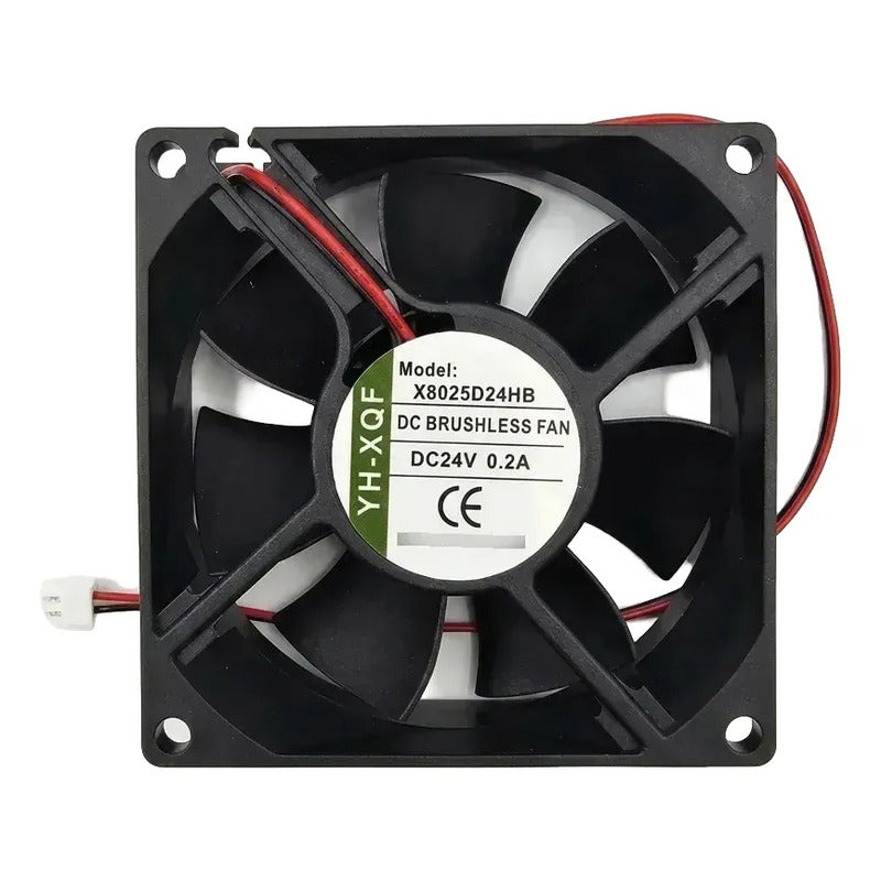 Ventilador X8025d24hb 24v 0.2a 80x80x25mm 2 Cables Negro Negro