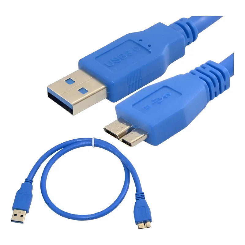Cable Usb 3.0 - Micro B 3.0 Disco Duro Externo Hdd 50cm Fast Azul
