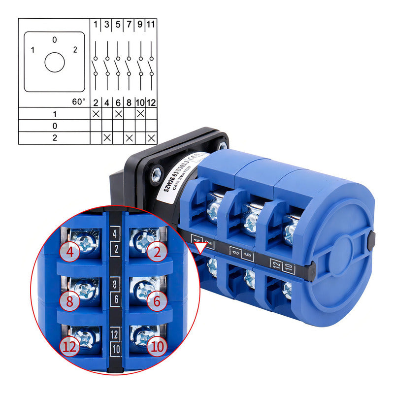 Interruptor Selector Tereparochile 3sel 3 Posiciones 63a 660v Negro