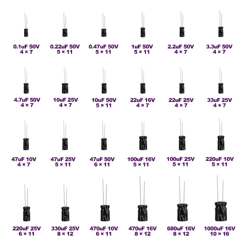 Set 500 Capacitor Condensador Electrolitico 0,1uf A 1000uf
