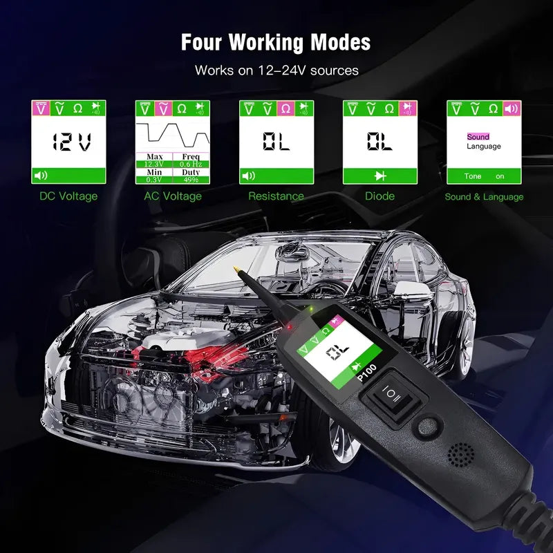 Punta Lógica 12-24 Probador De Circuito Eléctrico Automotriz Verde
