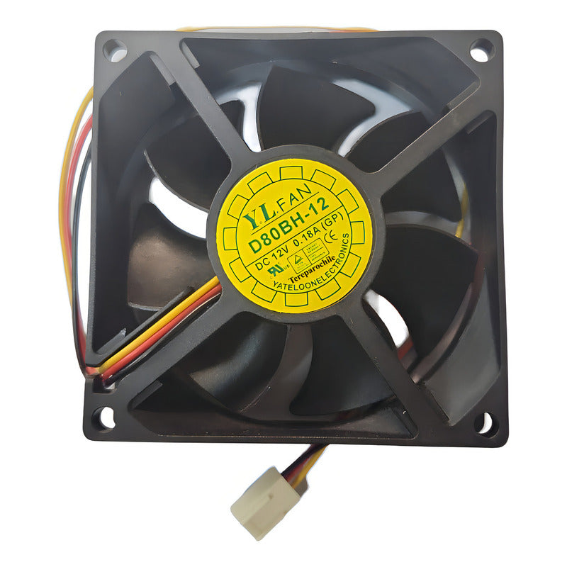 Ventilador Fan Cooler Y.lfan D80bh-12 12v 80x25mm 3 Pines Negro