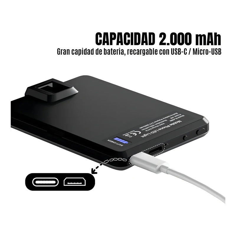 Panel Luz Lampara Con Clip Video Camara Para Telofono 60 Led Negro 3200k-5600k Ajustable