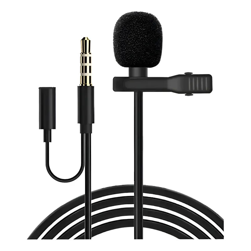 Micrófono Condensador Lavalier Solapa Para Celulares Tab Pc Negro
