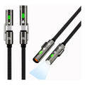 Cable Carga Rapida Usbc 240w 480mbps Con Linterna Encendedor Trenzado 1.2 Metros Negro