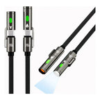 Cable Carga Rapida Usbc 240w 480mbps Con Linterna Encendedor Trenzado 1.2 Metros Negro
