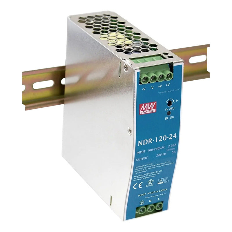 Fuente Poder Mean Well Riel Din Metal 24v 120w Ndr-120-24