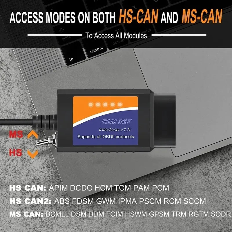 Elm327 Usb Forscan Hs-can Ms-can Elm-327 Obdii Obd2para Ford