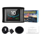 Velocímetro Obd2 Obdii Medidor Digital Inteligente Pantalla Temperatura Hora Consumo De Combustible Hud P10 Negro