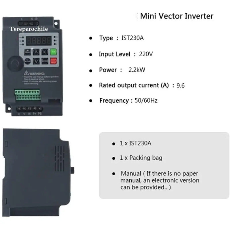 Variador De Frecuencia 2.2kw Entrada 1f Salida 3f 0-220v 10a