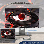 Cable Usb C A Displayport 1.4 8k 60hz 4k 144hz 2 Metros Alta Velocidad Resolución Gris
