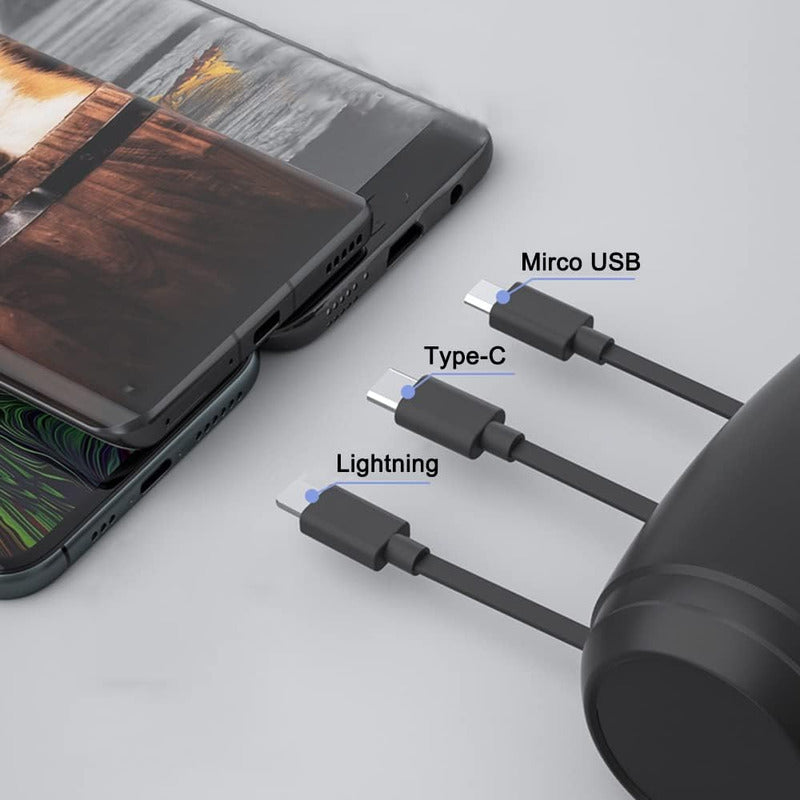 Cargador Celular Usb-c Auto Para iPhone Android Uber Taxi Negro