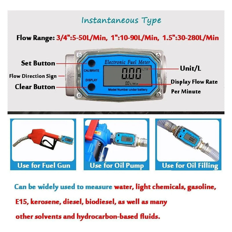 Medidor Liquidos Digital Flujometro Caudalimetro 1puLG K24