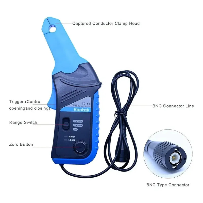 Pinza Amperimétrica Hantek Cc-65 Ac/dc 65a Osciloscopio Sensor Hall