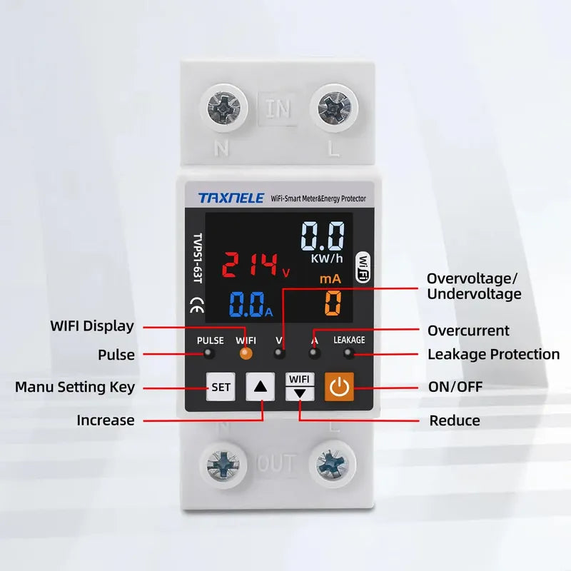 Rele Medidor Energía Smart Wifi Kwh 63a Bajo Y Alto Voltaje Color