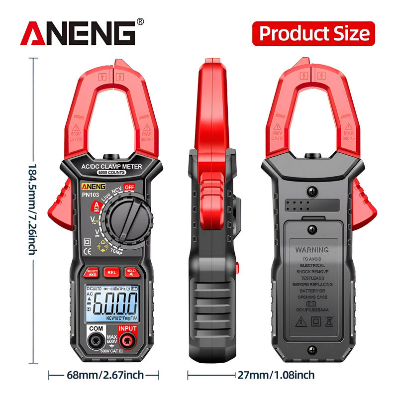 Pinza Amperimetrica Digital Aneng Pn103 Amperimetro Dc Ac