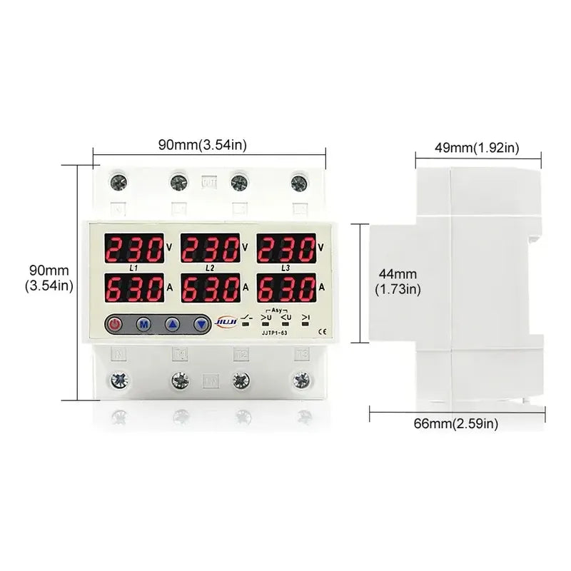 Protector De Voltaje Corriente 220v 63a Trifasico Riel Din