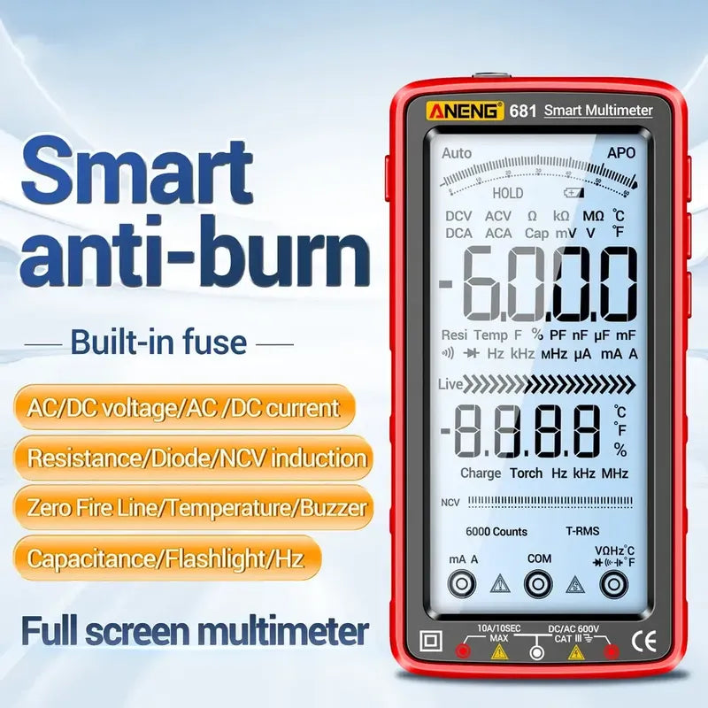 Multimetro Tester Digital Inteligente 6000d Dc/ac Recargable