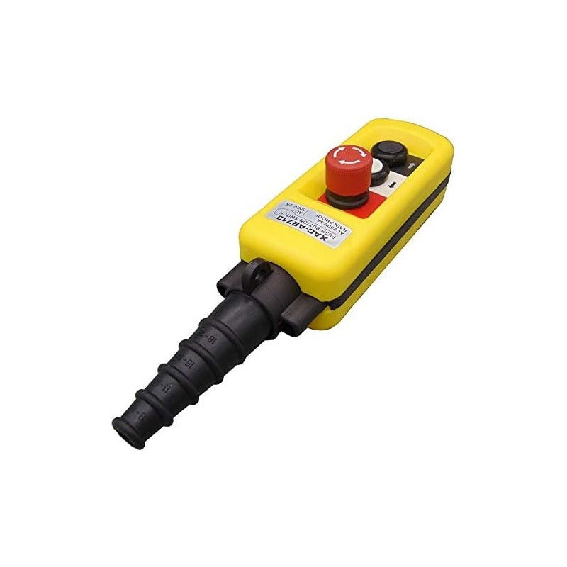 Botónera Switch Puente Grua 3 Botones - 1 Eje Con Emergencia Amarillo