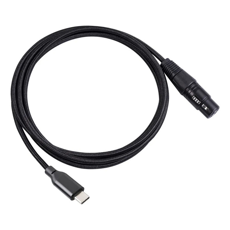 Cable Microfono Usb Tipo C A Xlr Hembra Cable Audio 1 Metro Negro