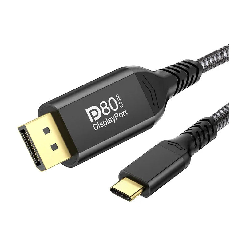 Cable Usb Tipo C Displayport 8k 60hz - 4k 144hz 2metros 80gb Gris