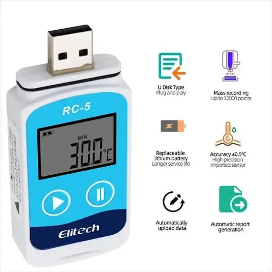 Data Logger Usb Rc-5 Registrador De Temperatura Ambiental