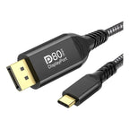 Cable Usb Tipo C Displayport 8k 60hz - 4k 144hz 2metros 80gb Gris