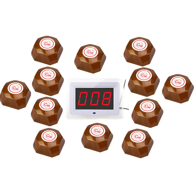 Timbre Inalambrico Mesa Restaurante Garzon 12 Botones Pager Marrón