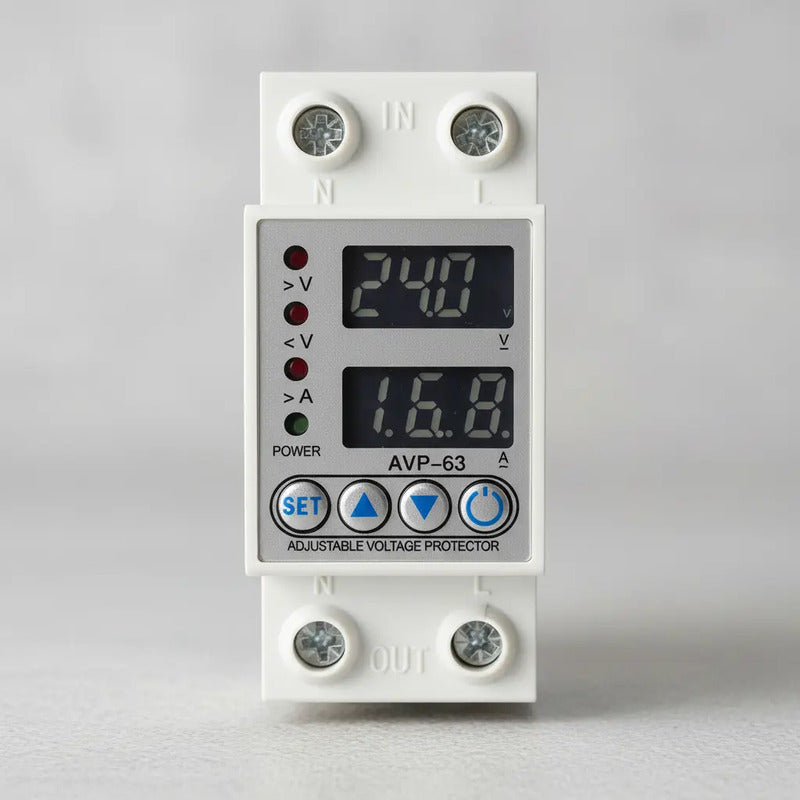 Protector Digital Ajustable Voltaje Amperaje 63a 220v Din Beige