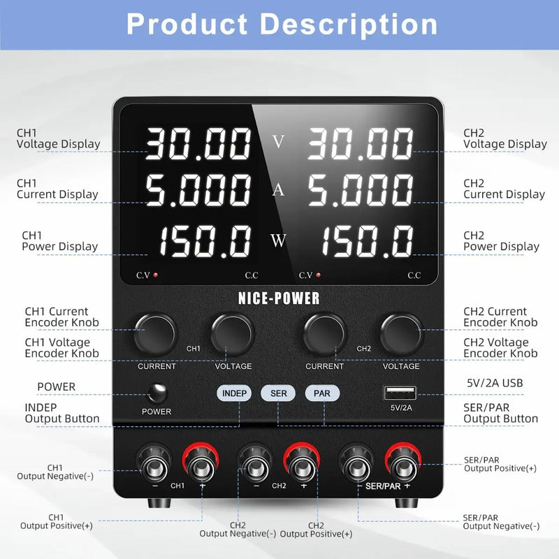 Fuente Poder Laboratorio Regulable Variable 0-60v 0-10a 300w
