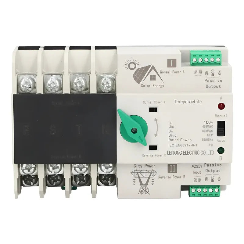 Ats Transferencia Automatica 100a Trifasico Riel Din Solar