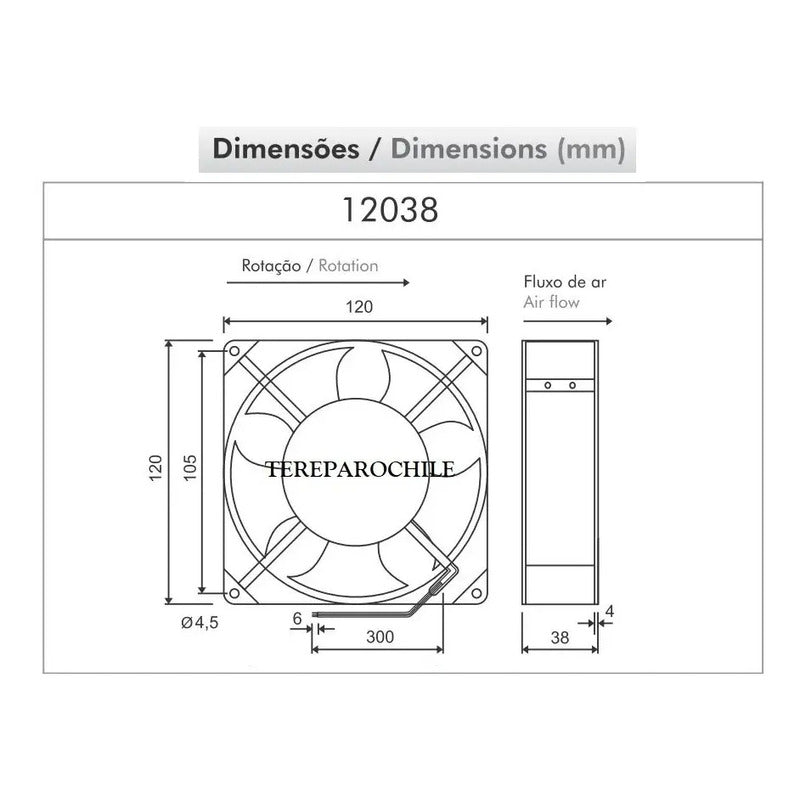 Ventilador Fan Cooler 24v Dc 120mm 120x120x38 Mm 12038 12cm