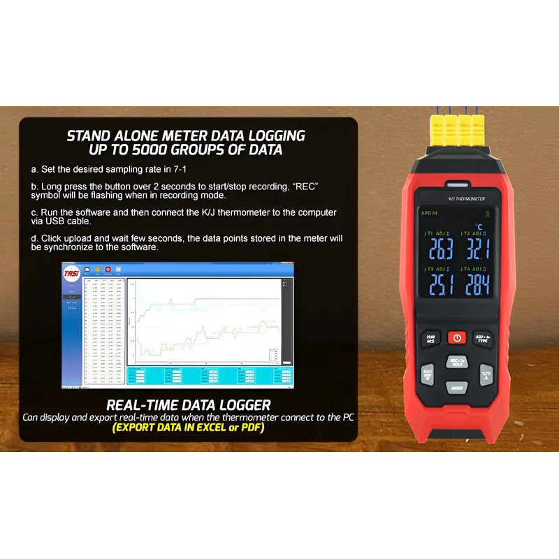 Termometro Ambiental 4 Canales Termocupla Data Logger Alarma