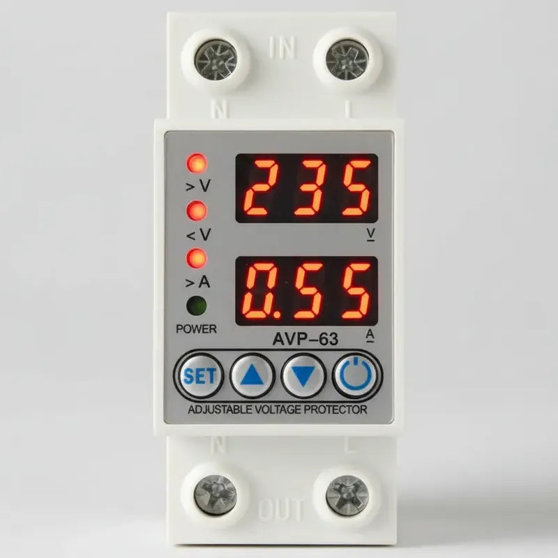 Protector Digital Ajustable Voltaje Amperaje 63a 220v Din Beige