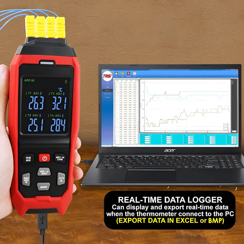 Termometro Ambiental 4 Canales Termocupla Data Logger Alarma