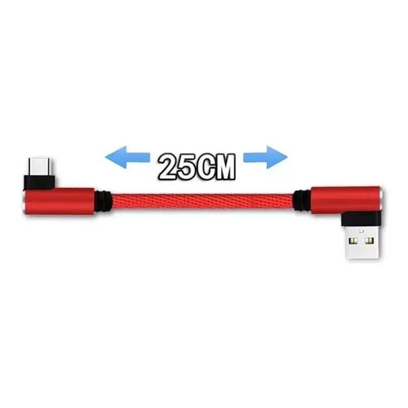 Cable Corto Usb A Tipo-c 90º L 25cm Carga Rapida Y Datos Qc Negro