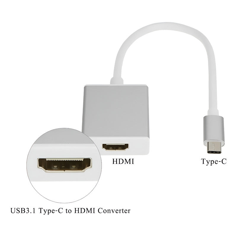 Cable Adaptador Convertidor Usb 3.1 Tipo C A Hdmi 4k 10gbps Blanco