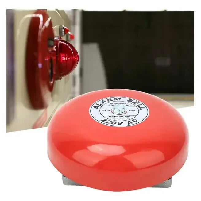 Timbre Campana Alarma 220v Metal Rojo Escuela Incendio 97db 10 Pulgadas Rojo