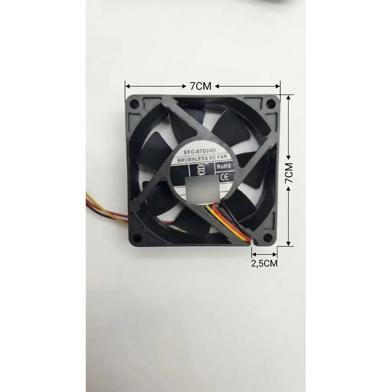 Ventilador Fan Cooler Efc-07d24d 24v 70x27mm 3 Pines 7025 Negro