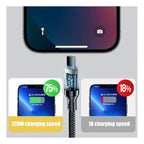 Cable De Carga Usb A - Usb C Pantalla Led 120w Nylon Negro Negro