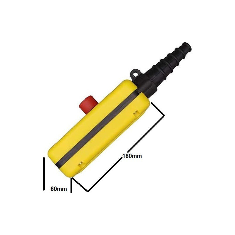 Botónera Switch Puente Grua 3 Botones - 1 Eje Con Emergencia Amarillo