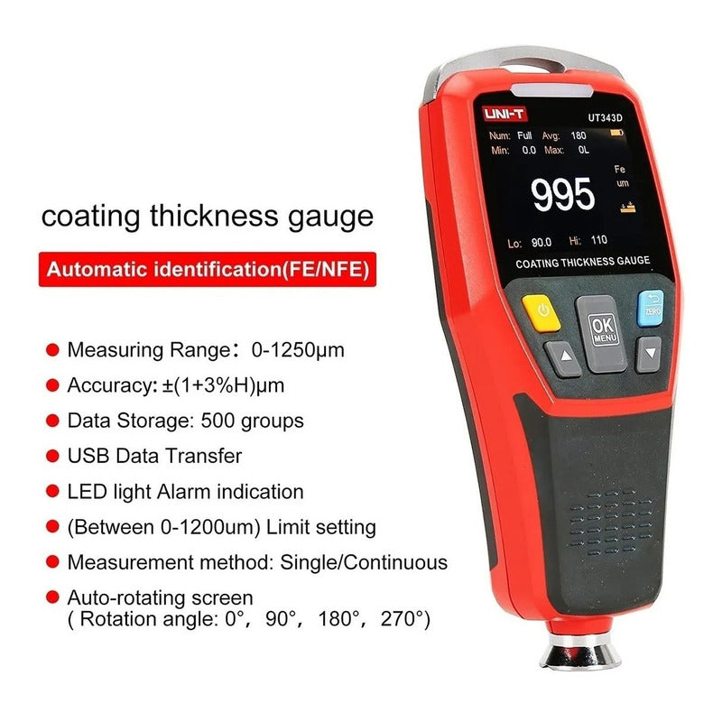 Medidor De Espesor Para Recubrimiento Ut343d Pinturas Barniz
