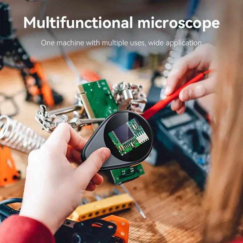 Microscopio Digital Portatil Camara Luz Led Pantalla Usb Negro Y Naranja