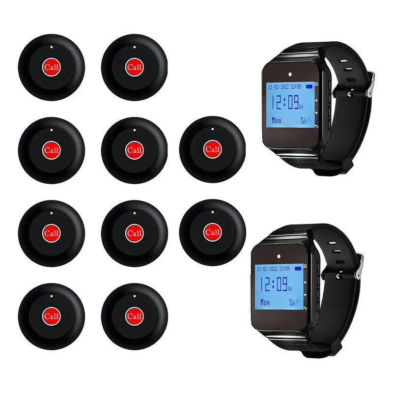 Boton Inalambrico Localizador Garzon Reloj Restaurant Pager Negro