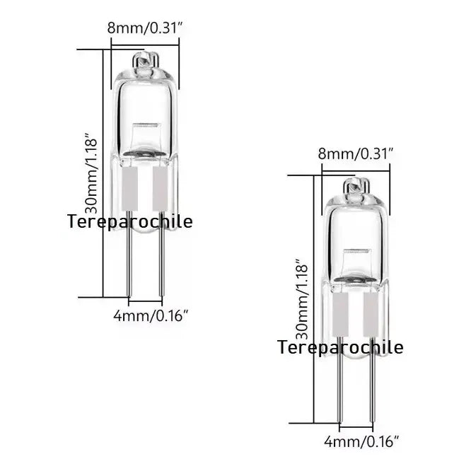 2x Ampolletas Halogenas Bipin Tubular 12volt 50w Conector G4 Blanco Cálido