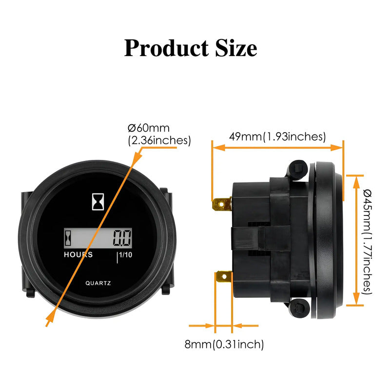 Horometro Digital Dc 4.5 90v Tractor Motor Generador 12v 24v