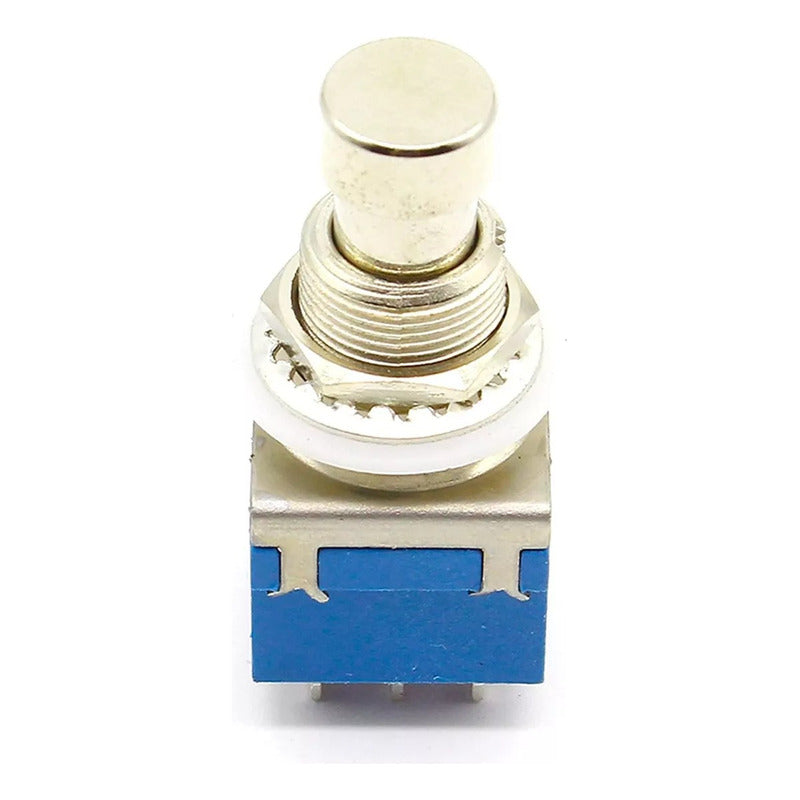 Switch Presion Pulsador Interruptor Pedalera 3pdt 9 Pines Azul Silver