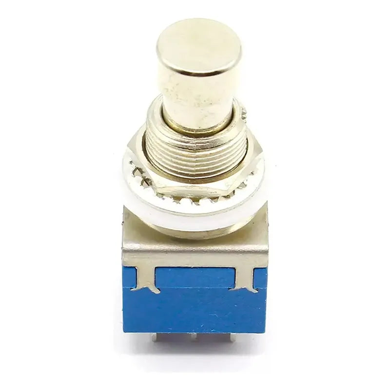 Switch Presion Pulsador Interruptor Pedalera 3pdt 9 Pines Azul Silver
