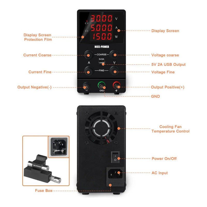 Fuente De Poder Variable Regulable De 0-30v 12 24v 4 Digitos