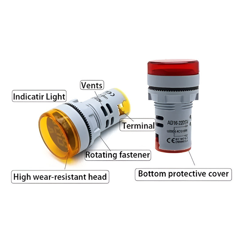 Mini Voltimetro Digital 22mm Piloto Led 12-500v Ac Lampara
